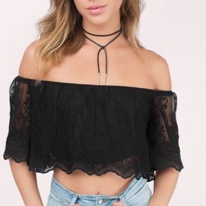 Black off the shoulder crop top